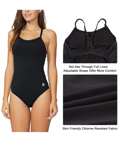 One-Pieces Women's Athletic Training Adjustable Strap One Piece Swimsuit Swimwear Bathing Suit - Black - CO1845G7WI6