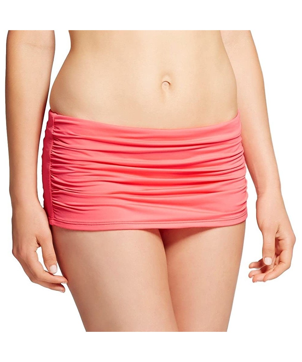 Tankinis Mossimo Women's Shirred Skirt Bikini Bottom - Coral Island - CA17AZK2T4U