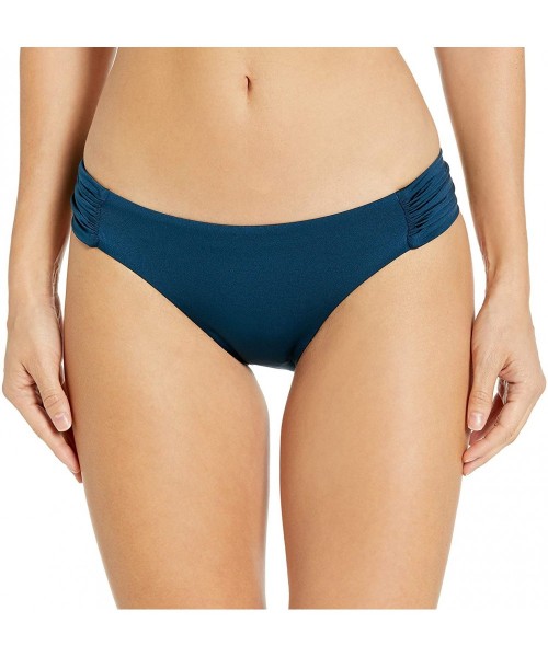 Bottoms Women's Side Shirred Hipster Bikini Swimsuit Bottom - Ink Blue//Seduction - CP18XQY7L09