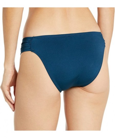 Bottoms Women's Side Shirred Hipster Bikini Swimsuit Bottom - Ink Blue//Seduction - CP18XQY7L09