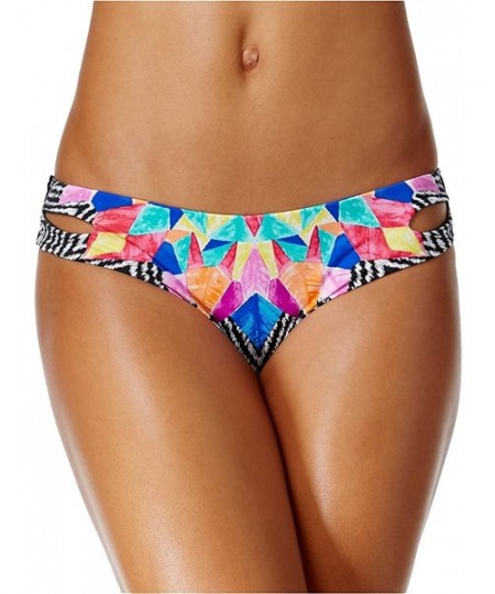 Tankinis Women's Feather Daze Reversible Cheeky Bikini Bottoms (Black Multi- S) - CG183L2QGNN