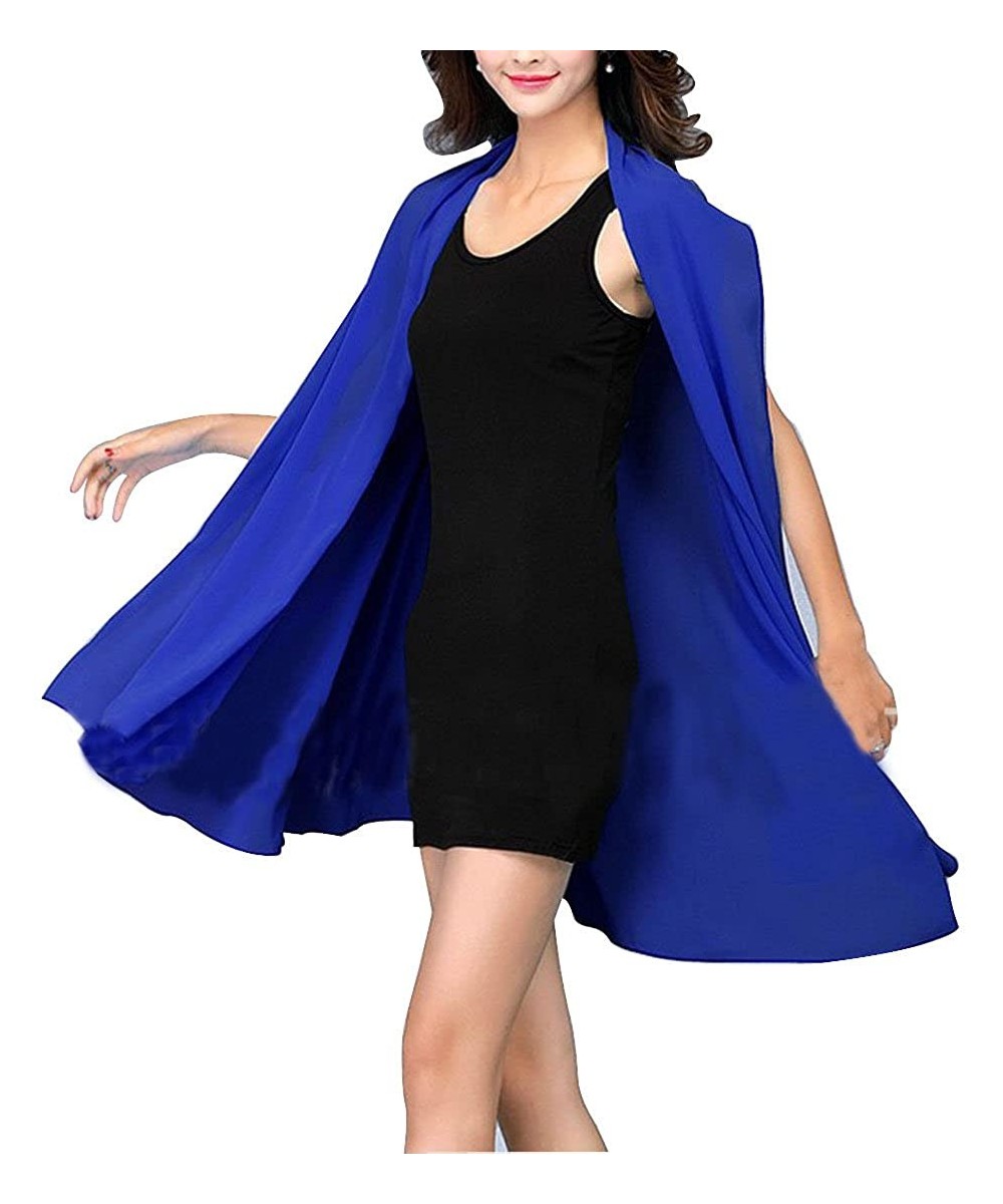 Racing Women Chiffon Beach Scarf Shawl Sarong Dress Swimwear Cover Up Wrap - Sapphire Blue - CW11ZO6QCL3