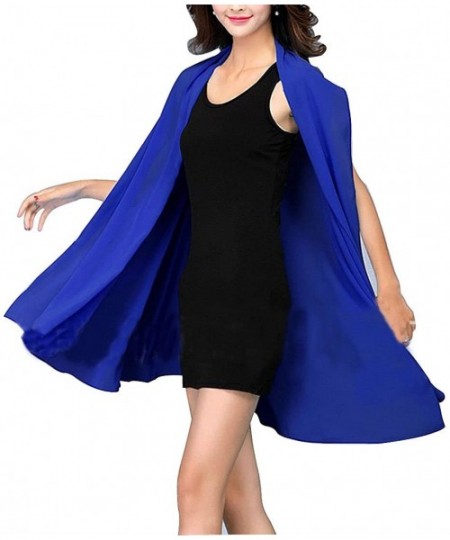 Racing Women Chiffon Beach Scarf Shawl Sarong Dress Swimwear Cover Up Wrap - Sapphire Blue - CW11ZO6QCL3