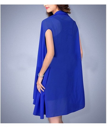 Racing Women Chiffon Beach Scarf Shawl Sarong Dress Swimwear Cover Up Wrap - Sapphire Blue - CW11ZO6QCL3