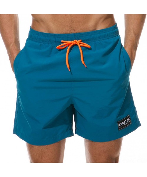 Board Shorts Men's Swim Trunks - A -Peacock Blue - CQ18QQ6X6TQ