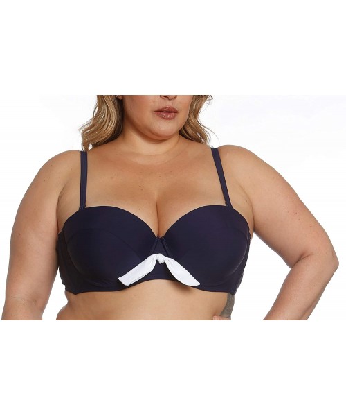 Tops Women's Plus Swimwear Moulded Cup Bikini Top-Sizes 16-24 - Navy - CO18NACM7SI