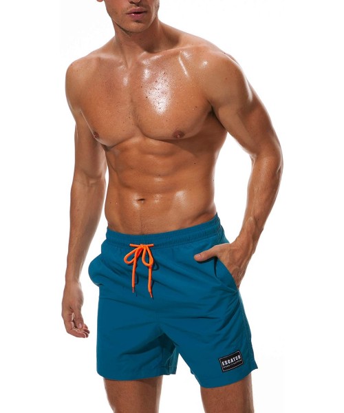 Board Shorts Men's Swim Trunks - A -Peacock Blue - CQ18QQ6X6TQ