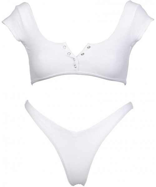 Sets Women Bandeau Bandage Sexy Bikini Set Brazilian Swimwear Beachwear Swimsuit - White - CR18U2AYAUE