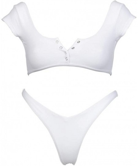 Sets Women Bandeau Bandage Sexy Bikini Set Brazilian Swimwear Beachwear Swimsuit - White - CR18U2AYAUE