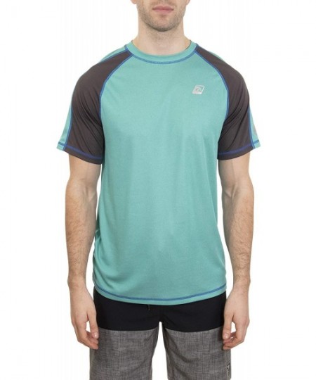 Rash Guards Men's UPF 50+ Lifeguard Loose-fit Rashguard - Heather Aqua/Grey - C318OMKD0L6