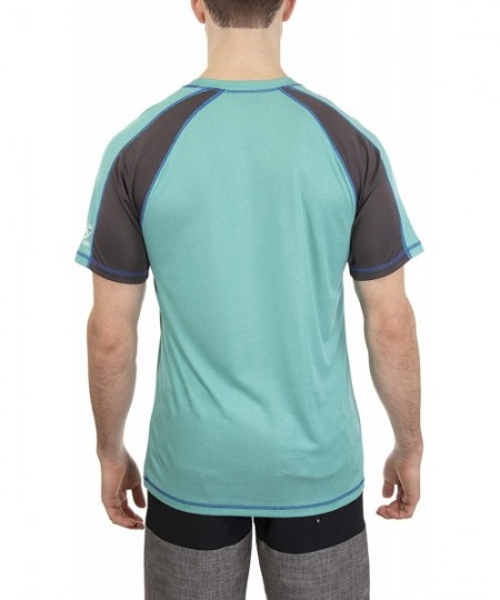 Rash Guards Men's UPF 50+ Lifeguard Loose-fit Rashguard - Heather Aqua/Grey - C318OMKD0L6