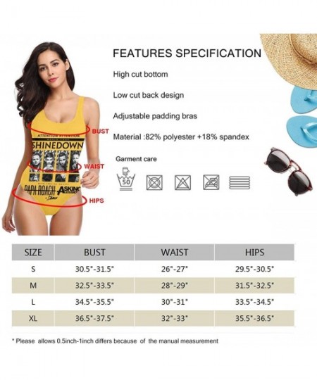 One-Pieces Moonder Womens Bikini Shinedown Rock Band Womens One Piece Swimsuits White - Shinedown Rock Band 1 - CC1996R0XSR