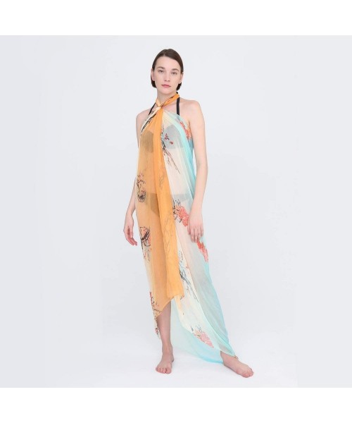 Cover-Ups Sarong Wrap Beach Cover Up Chiffon Large Oversize Scarf - 2 - CR18Q52WEUM