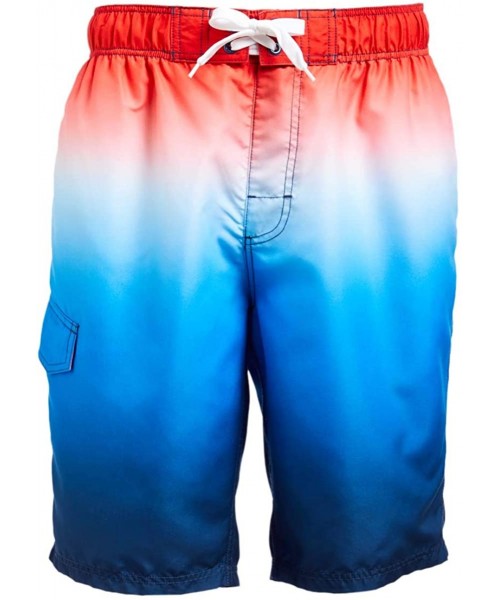 Trunks Men's Legacy Swim Trunks (Regular & Extended Sizes) - Mirage Red/White/Blue - C4194DEMLO8