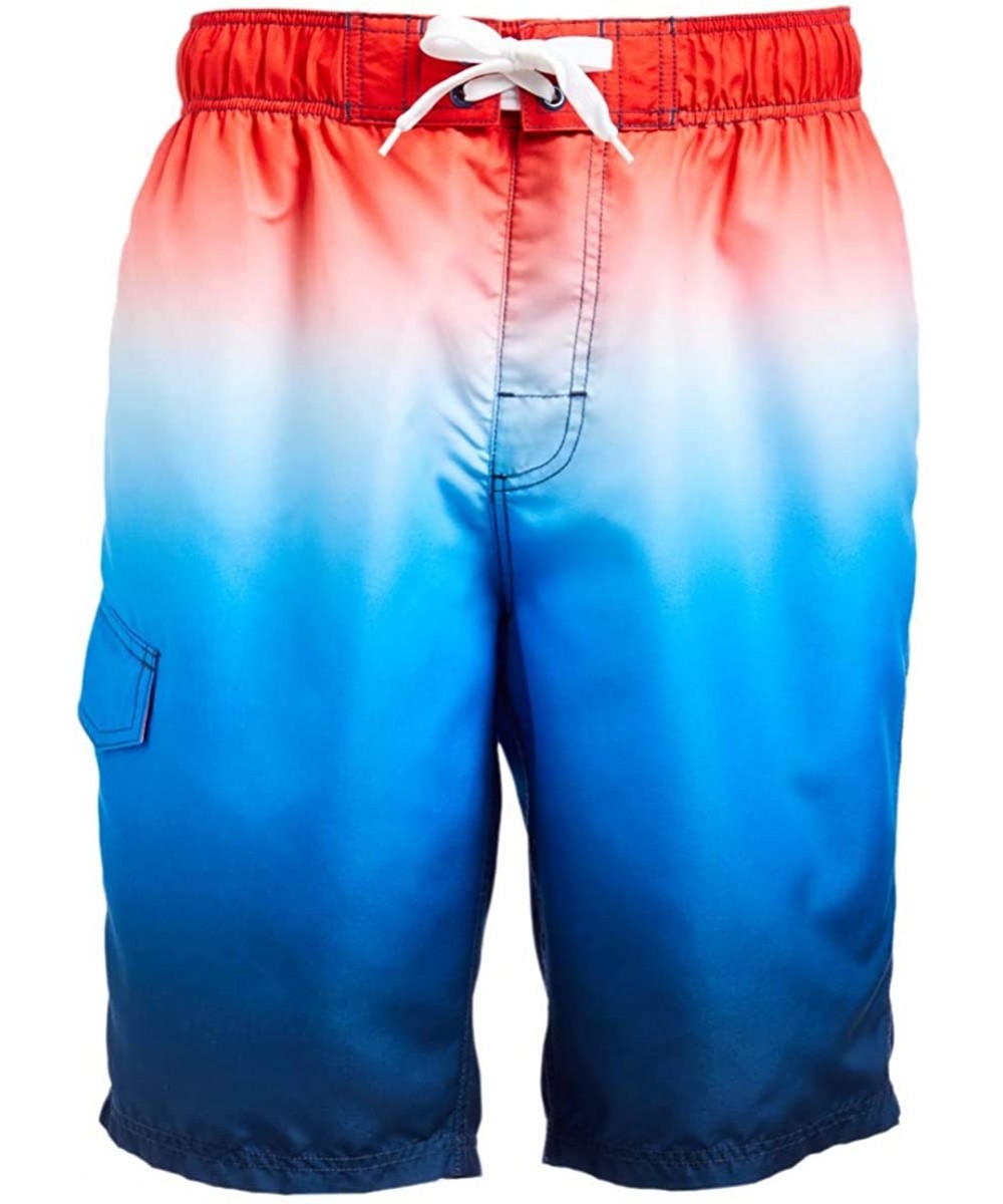 Trunks Men's Legacy Swim Trunks (Regular & Extended Sizes) - Mirage Red/White/Blue - C4194DEMLO8