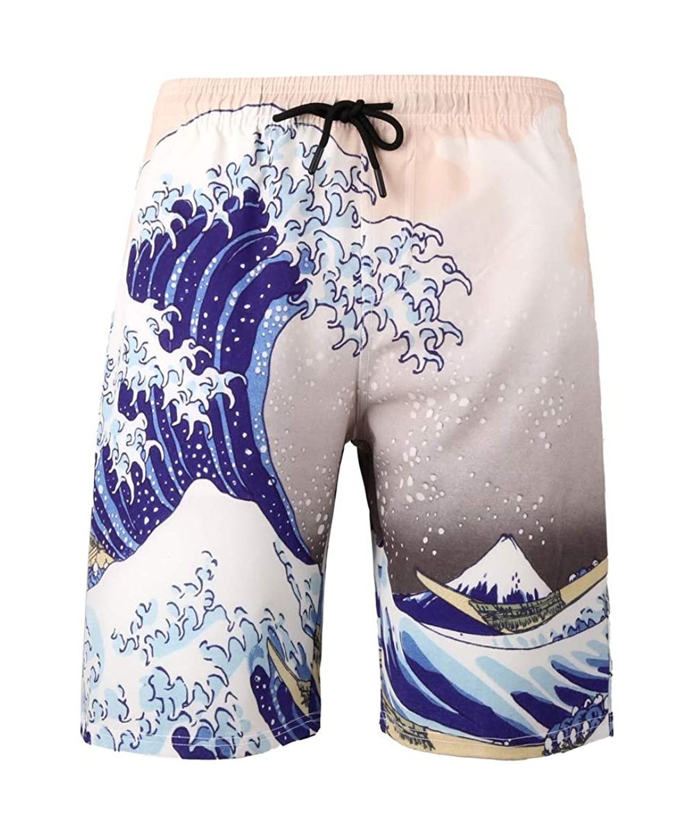 Board Shorts Men's Surf Quick Dry Swim Trunks with Drawsting Boys Beach Board Shorts - Blue Sea Weaves - CX18Y94ETOZ