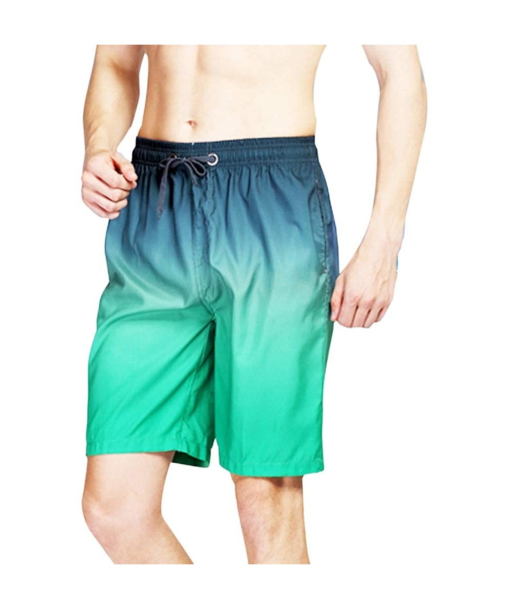 Briefs Mens Fashion Gradation Color Outdoor Beach Drawstring Shorts Casual Relaxed Fit Swim Trunks Water Athletic Pants - Blu...