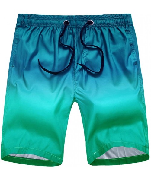 Briefs Mens Fashion Gradation Color Outdoor Beach Drawstring Shorts Casual Relaxed Fit Swim Trunks Water Athletic Pants - Blu...