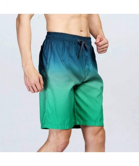 Briefs Mens Fashion Gradation Color Outdoor Beach Drawstring Shorts Casual Relaxed Fit Swim Trunks Water Athletic Pants - Blu...