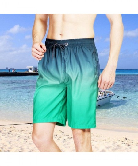 Briefs Mens Fashion Gradation Color Outdoor Beach Drawstring Shorts Casual Relaxed Fit Swim Trunks Water Athletic Pants - Blu...