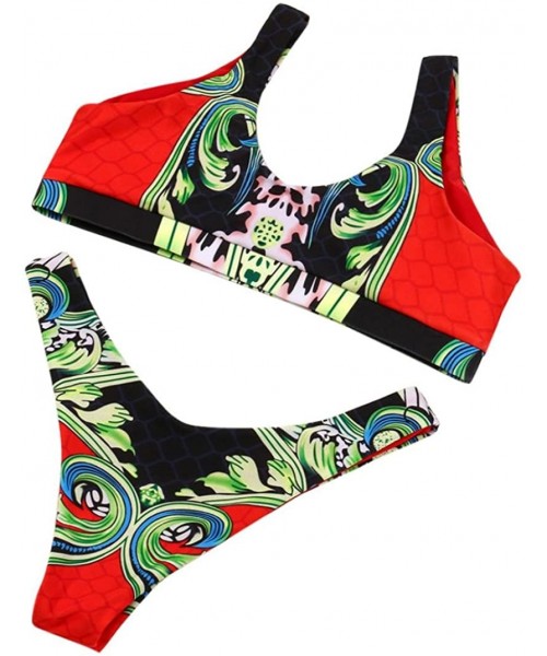 Sets Women Two Piece Bikini Set Swimwear Push-Up Padded Print Swimsuit Beachwear - Multi Color - CP1808O88UD