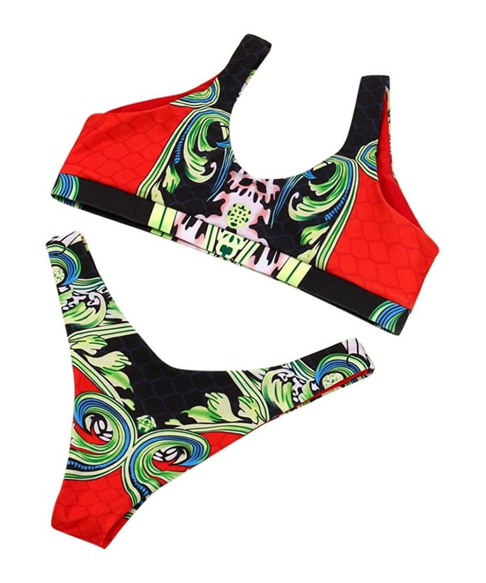 Sets Women Two Piece Bikini Set Swimwear Push-Up Padded Print Swimsuit Beachwear - Multi Color - CP1808O88UD