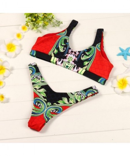 Sets Women Two Piece Bikini Set Swimwear Push-Up Padded Print Swimsuit Beachwear - Multi Color - CP1808O88UD