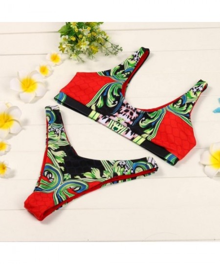 Sets Women Two Piece Bikini Set Swimwear Push-Up Padded Print Swimsuit Beachwear - Multi Color - CP1808O88UD