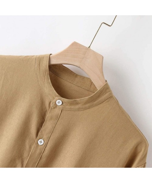 Rash Guards Blouse- Fashion Men's Summer Button Casual Linen and Cotton Short Sleeve Top Blouse - Yellow - CH18X55TLRN