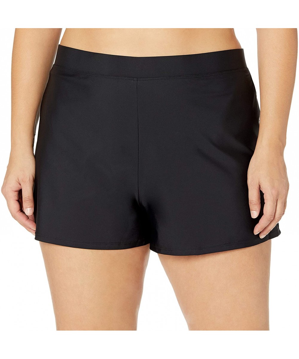 Tankinis Women's Swim Shorts with Inside Pant - Black - C318QD85QT4