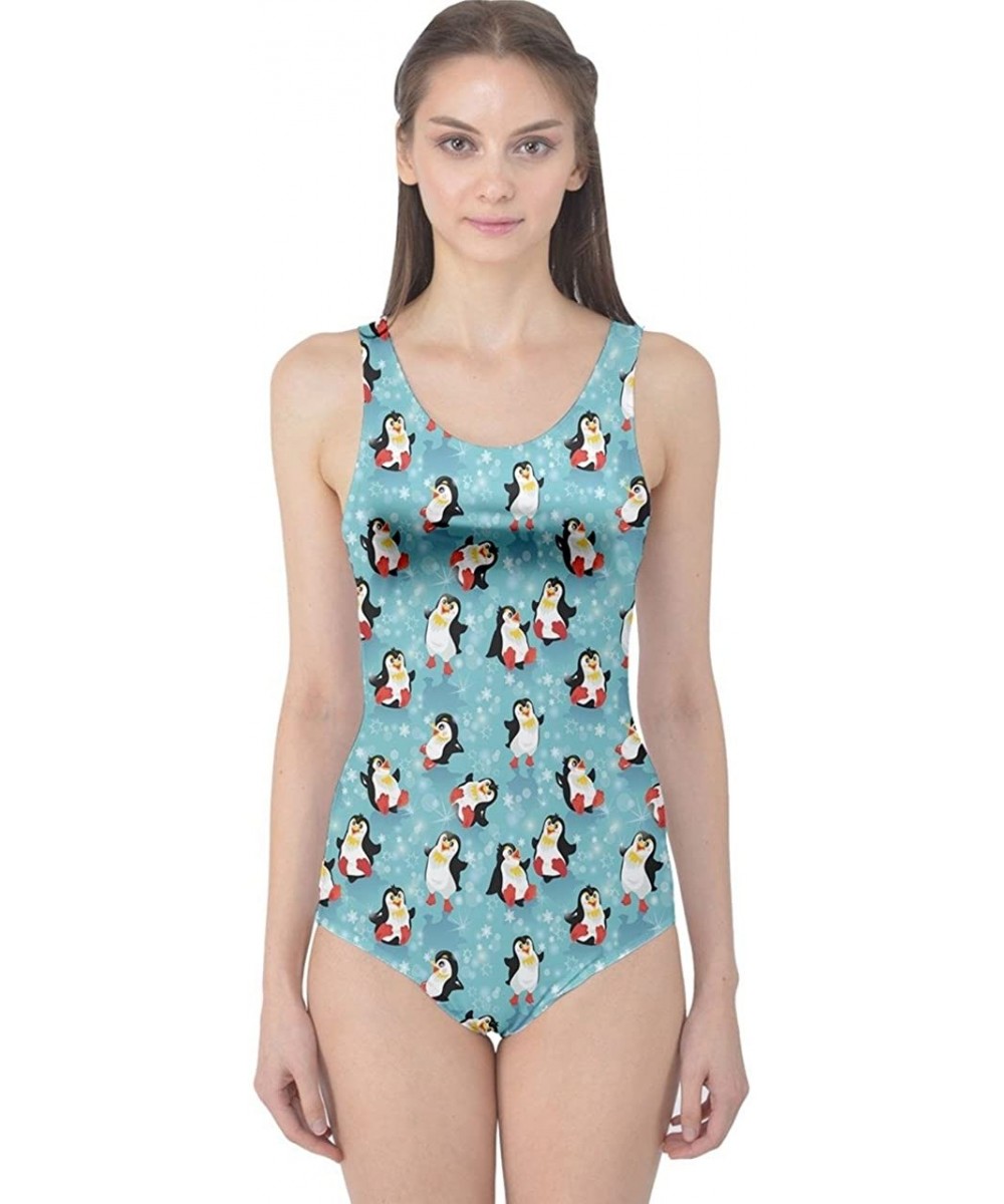 One-Pieces Womens Beachwear Sharks Penguin Dolphin Octopus Whale Fish Scales One Piece Swimsuit- X- Funny Penguins - CC183675OYO