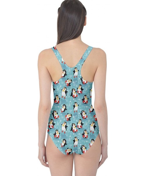 One-Pieces Womens Beachwear Sharks Penguin Dolphin Octopus Whale Fish Scales One Piece Swimsuit- X- Funny Penguins - CC183675OYO