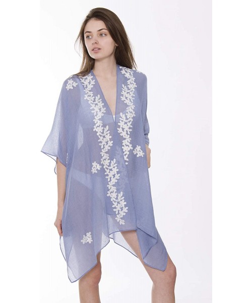 Cover-Ups Women's Summer Super Soft Solid Color Topper/Cover Up/Kimono Embroidered Floral Open Front Outwear Beachwear Dress ...