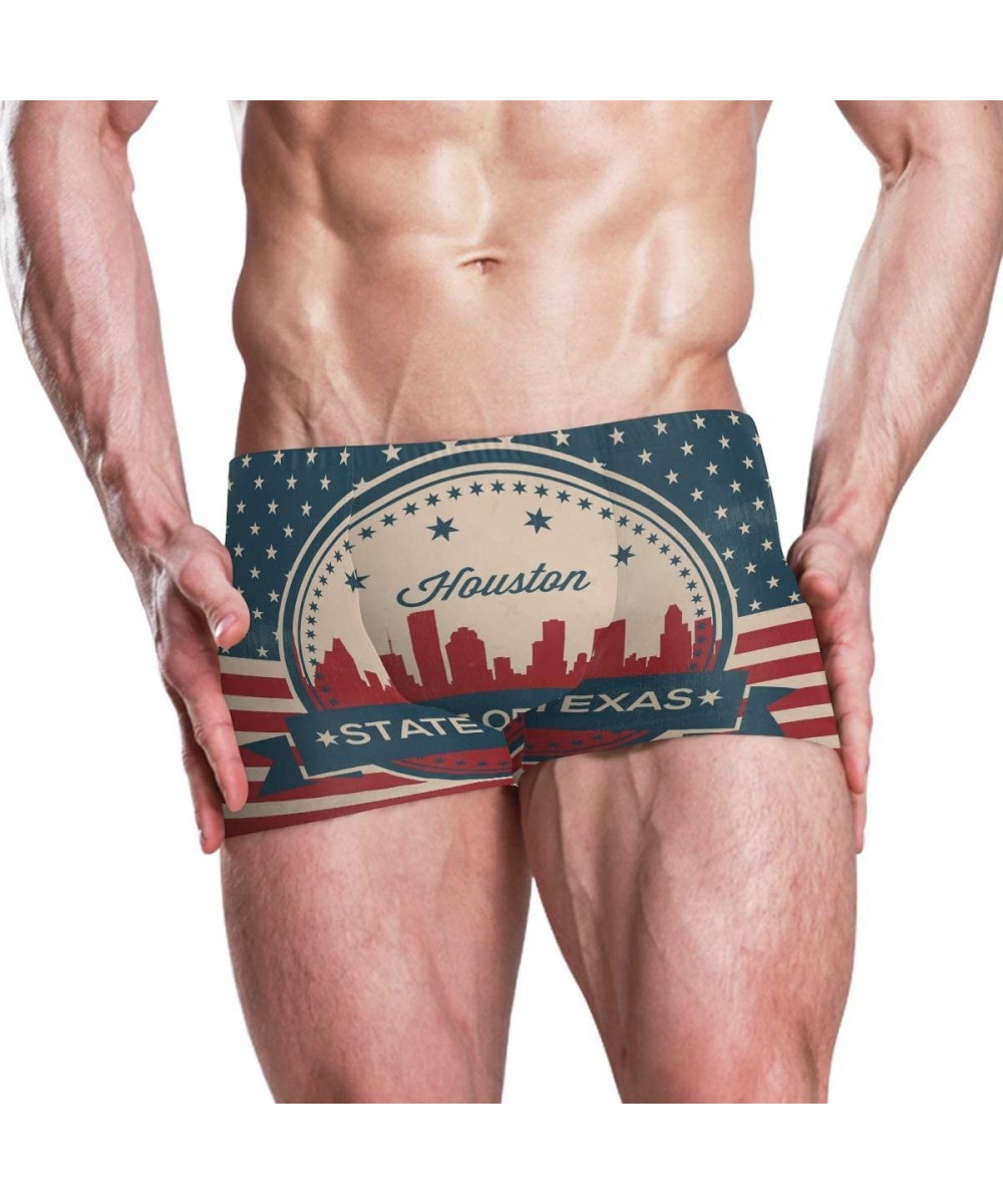 Briefs Texas State Houston Skyline Men's Swim Trunks Swimming Briefs Beach Shorts Boxer Briefs - C218S3D4KTT