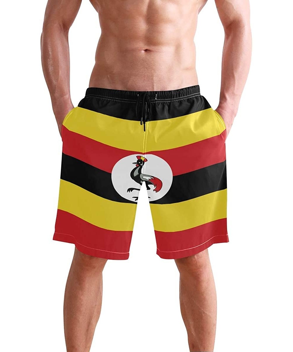 Trunks Venezuela Flag Men's Swim Trunks Beach Shorts with Pockets - Uganda Flag - CB18Q3WDMQU