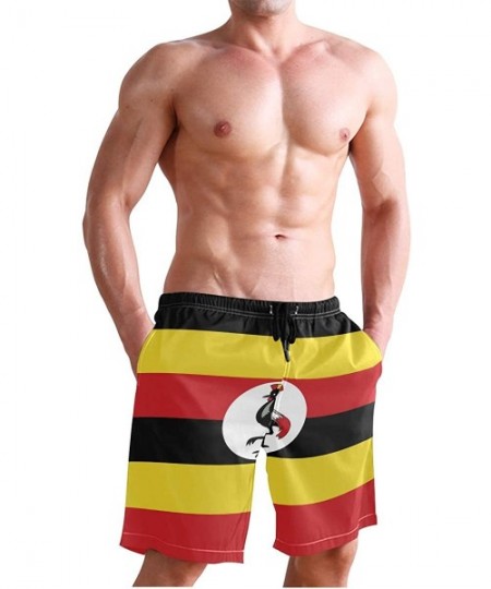 Trunks Venezuela Flag Men's Swim Trunks Beach Shorts with Pockets - Uganda Flag - CB18Q3WDMQU