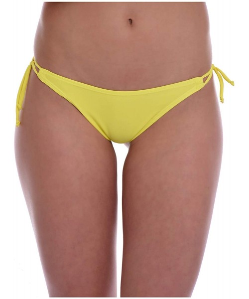 Tankinis Sexy Women's Bikini Bottom Thong Thin tie Side - Made in EU Lady Swimwear 100 - Yellow - CP195LNOC3Y