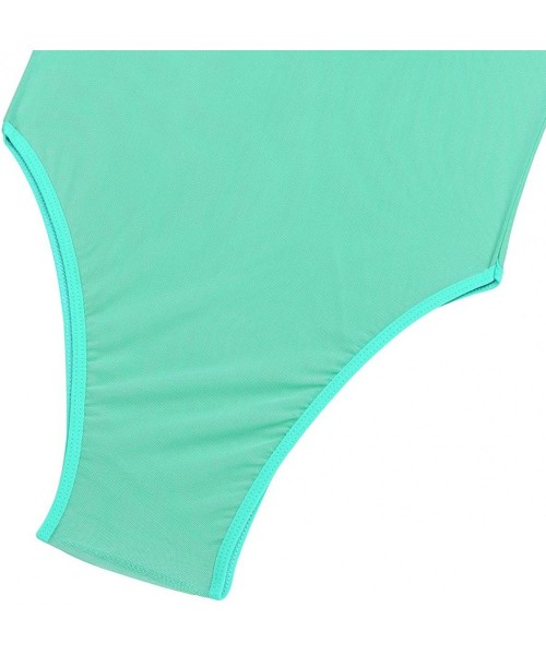 One-Pieces Women One Piece High Cut Swimsuit Mesh Leotard Bodysuit Swimsuit Bathing Suit - Green - CR1863I9LKD