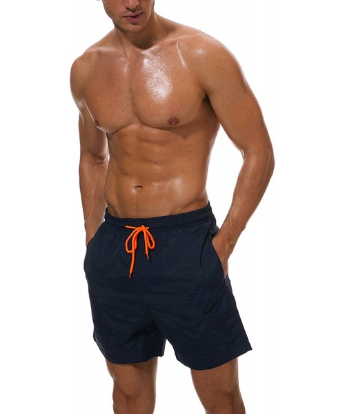 Racing Men's Quick Dry Swim Trunks with Mesh Lining Beach Shorts Boardshorts Swim Shorts 3 Pockets - Navy - C618TR8R993