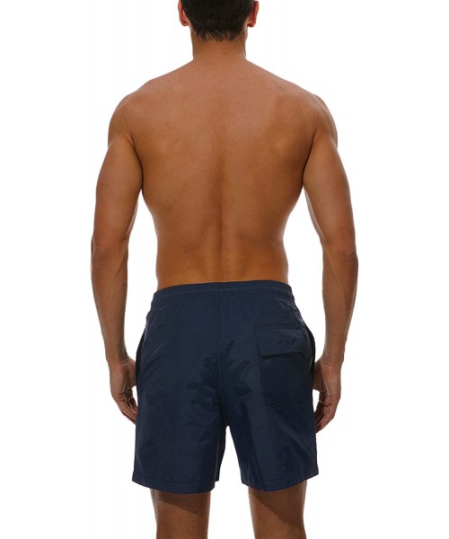 Racing Men's Quick Dry Swim Trunks with Mesh Lining Beach Shorts Boardshorts Swim Shorts 3 Pockets - Navy - C618TR8R993