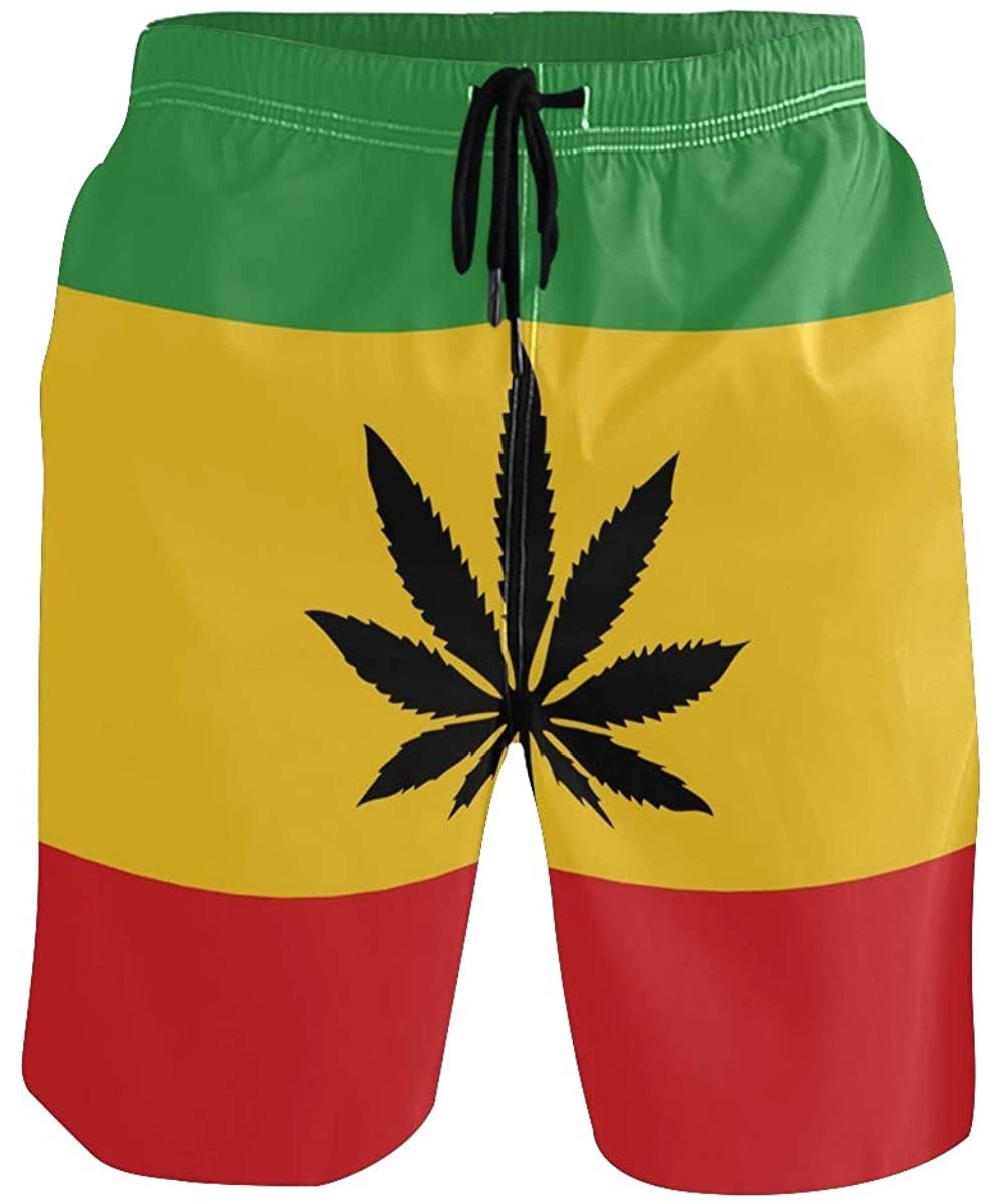 Board Shorts Men's Quick Dry Swim Trunks with Pockets Missouri Flag Beach Board Shorts Bathing Suits - Rastafari Flag With Ca...