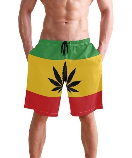 Board Shorts Men's Quick Dry Swim Trunks with Pockets Missouri Flag Beach Board Shorts Bathing Suits - Rastafari Flag With Ca...