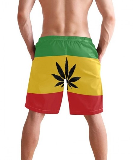 Board Shorts Men's Quick Dry Swim Trunks with Pockets Missouri Flag Beach Board Shorts Bathing Suits - Rastafari Flag With Ca...