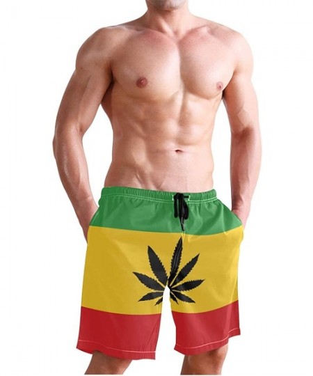 Board Shorts Men's Quick Dry Swim Trunks with Pockets Missouri Flag Beach Board Shorts Bathing Suits - Rastafari Flag With Ca...