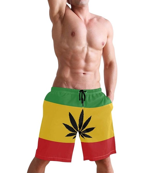 Board Shorts Men's Quick Dry Swim Trunks with Pockets Missouri Flag Beach Board Shorts Bathing Suits - Rastafari Flag With Ca...