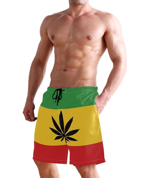 Board Shorts Men's Quick Dry Swim Trunks with Pockets Missouri Flag Beach Board Shorts Bathing Suits - Rastafari Flag With Ca...