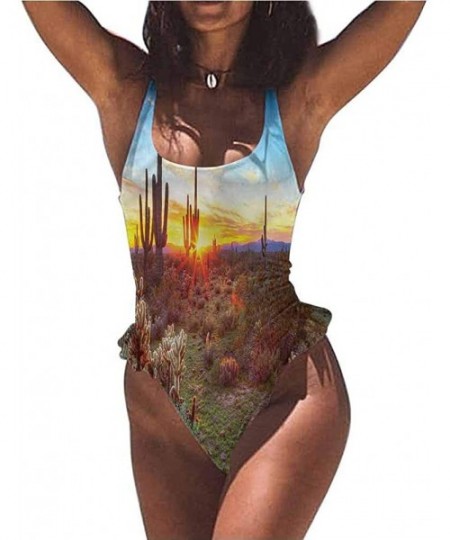 Bottoms One Piece Swimsuits Saguaro- Colorful Sunset in Arizona Very Flattering Style - Multi 09-one-piece Swimsuit - C119E6A...