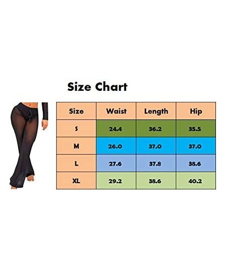 Cover-Ups Women's Perspective Sheer Mesh Pants Swimsuit Bikini Bottom Cover ups Pants - Black - CY18UKOYIDU