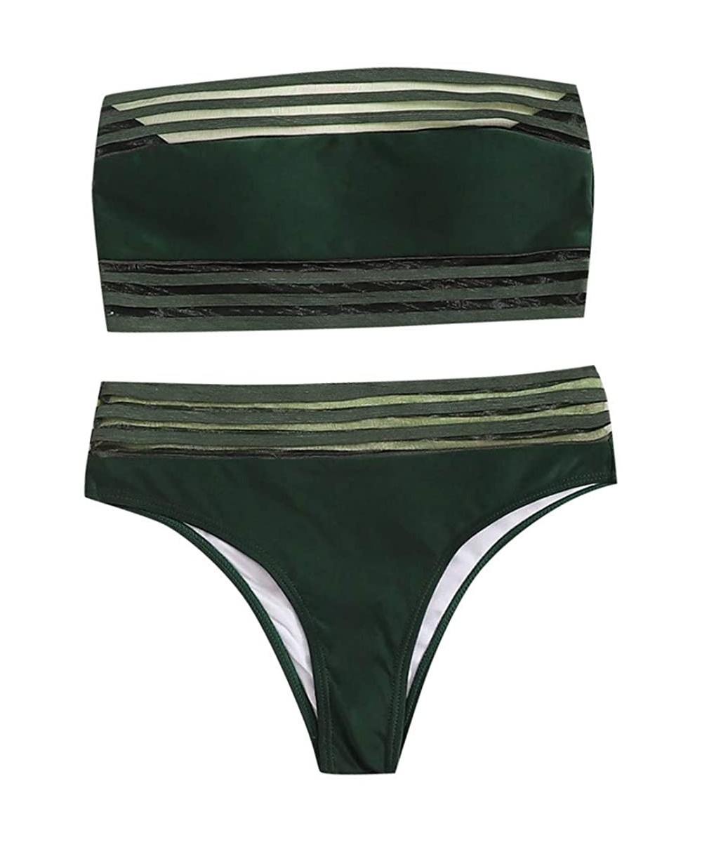 Sets Womens Padded Push-up Bra Bikini Set Swimsuit Bathing Suit Swimwear Beachwear - Green - CY196SA2OL2