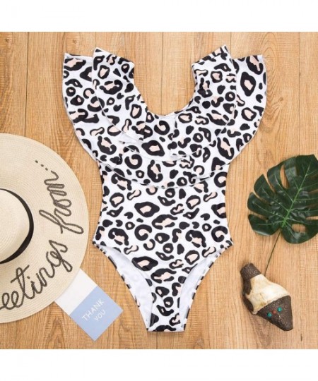 One-Pieces Women's One Piece Bikini Parent-Child Family Matching Swimsuit Leopard Ruffle Beachwear - Leopard - C618SOZUC0I